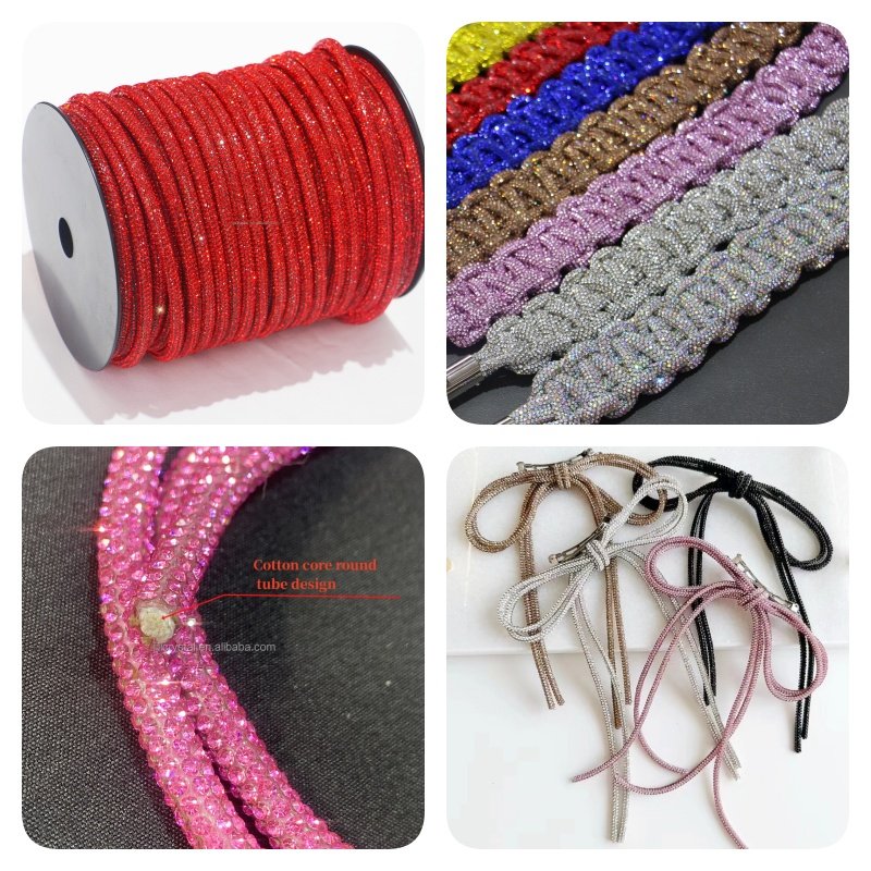 Crystal Sparkling Diamond Braided Rope Rhinestone Diamond Strips Shoes Clothing Bags Decorative Diamond Strips