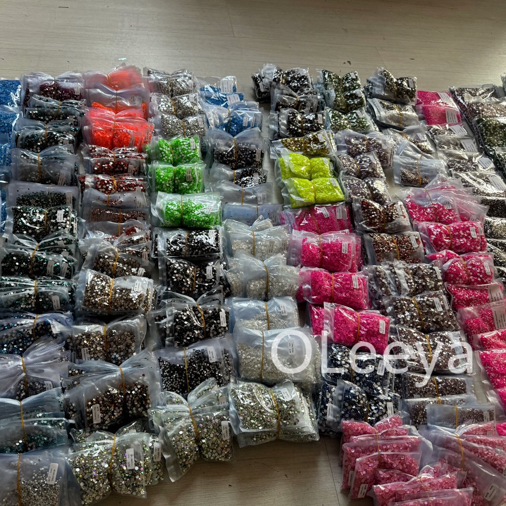Oleeya Wholesale Rhinestones 12 Same Cut SS6- SS30 Glass Shiny Pink Flatback Non Hotfix Crystal For DIY Accessories Tumblers