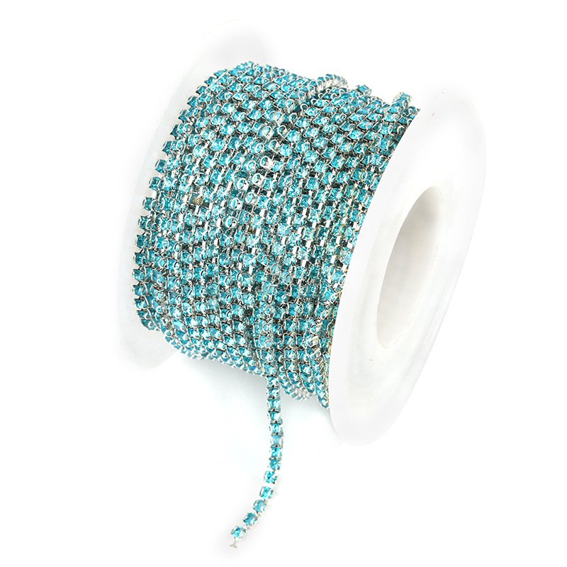 New Fashion Glass Crystal Chain Colorful Base Rhinestone Cup Chain Jewelry Decoration