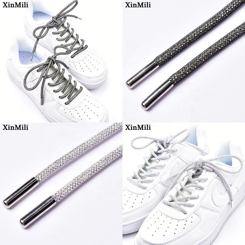 Sparkling 4mm Glass Diamond String Rhinestone Cotton Cord Shoelaces Handbags Hoodies Strip Crystal Rope
