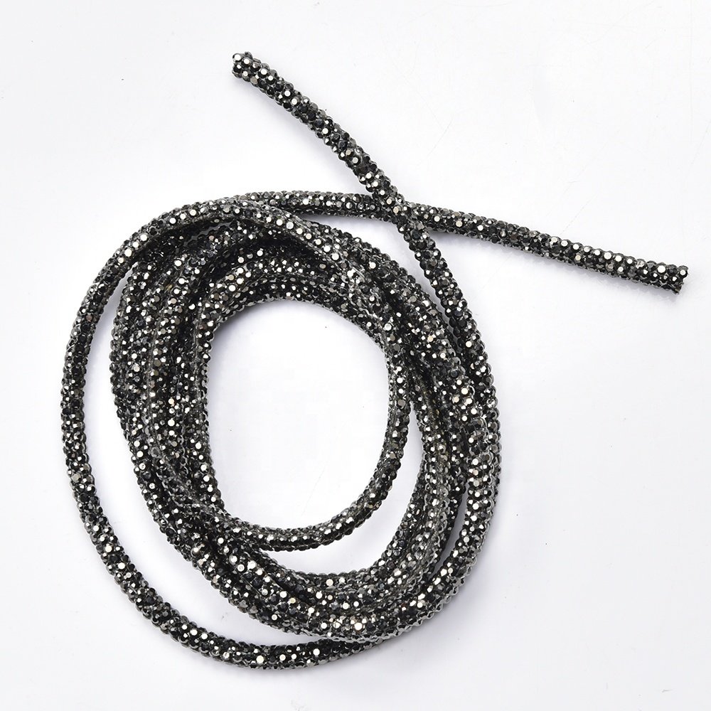 Sparkling 4mm Glass Diamond String Rhinestone Cotton Cord Shoelaces Handbags Hoodies Strip Crystal Rope