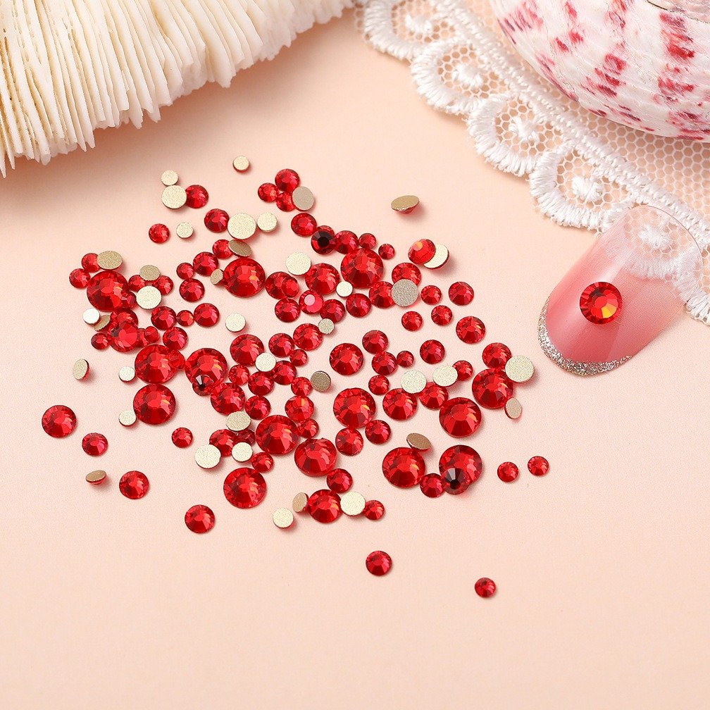 Wholesale Mixed Size SS3-SS20 Golden Bottom Non Hotfix Rhinestone Flatback Glass Crystal Nail Rhinestones