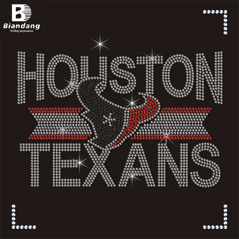 Houston Texans Custom NFL Team Heat Transfers Diamond Rhinestone Heat Transfer for T-shirts