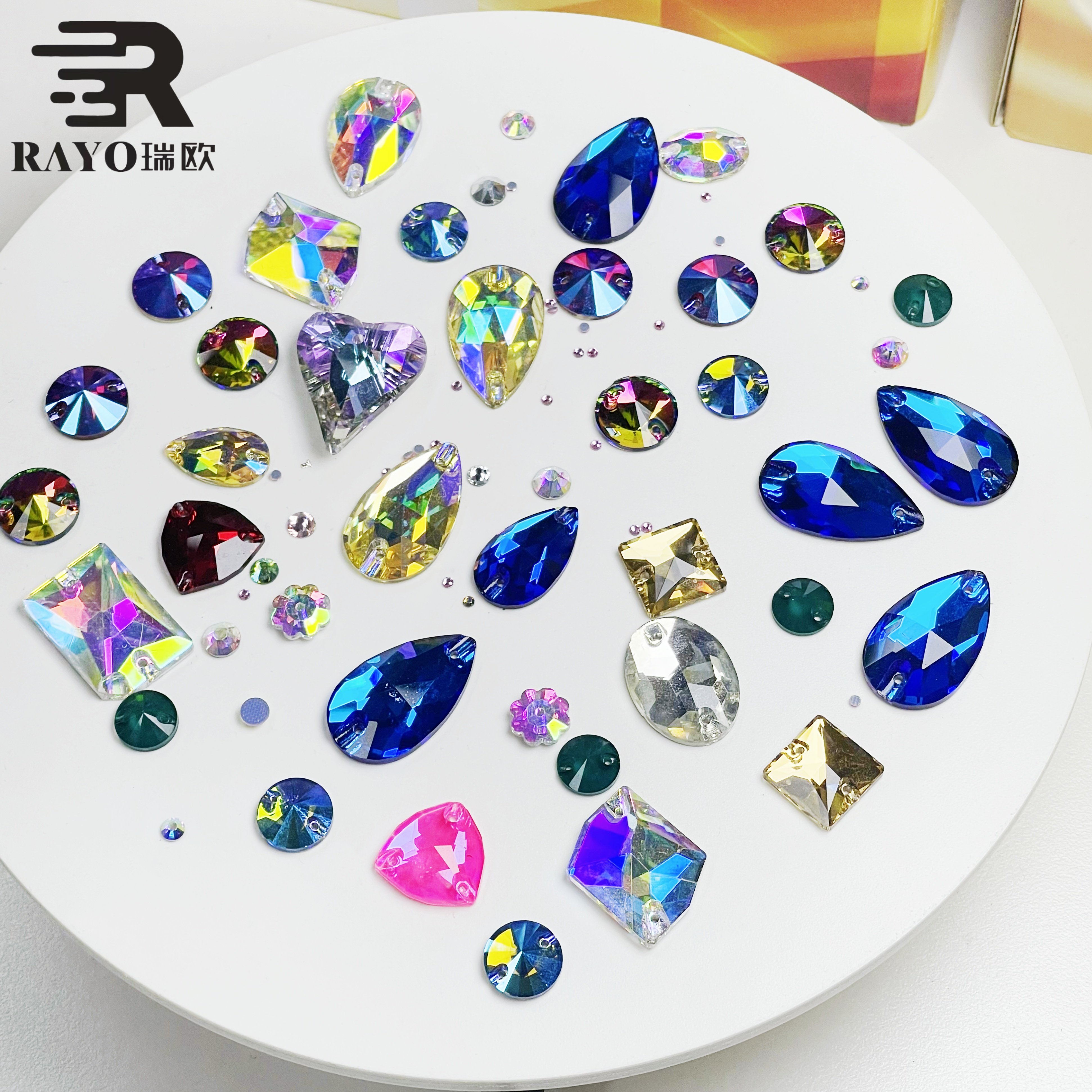 Multishape Multicolor Crystal Bears with Sew-On Rhinestones Garment Accessories for Jewelry Making