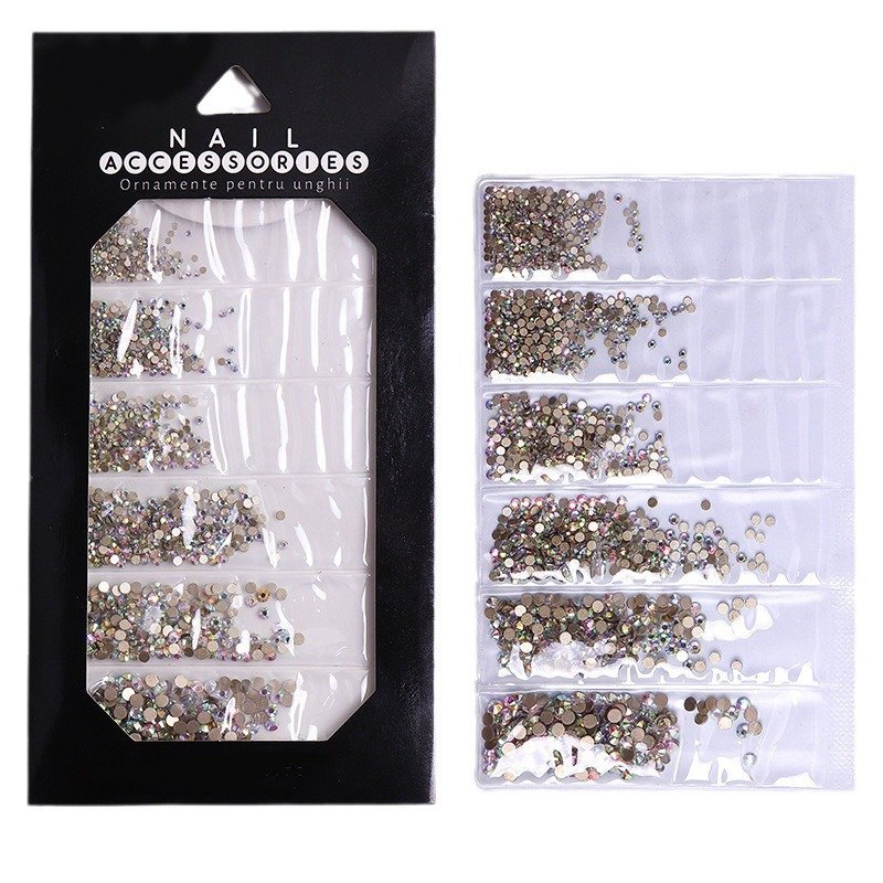 1440pcs Crystal AB/Clear Nail Rhinestone SS4~SS16 Gold/Pink/Red Flat-Back Non HotFix 3D Glass Nail Art Rhinestones
