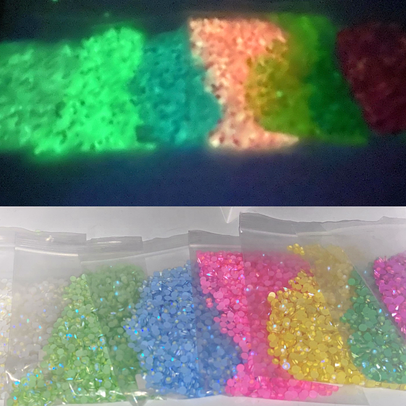 New Glow In Dark Crystal Rhinestone Pink Neon AB Luminous Glass Rhinestones