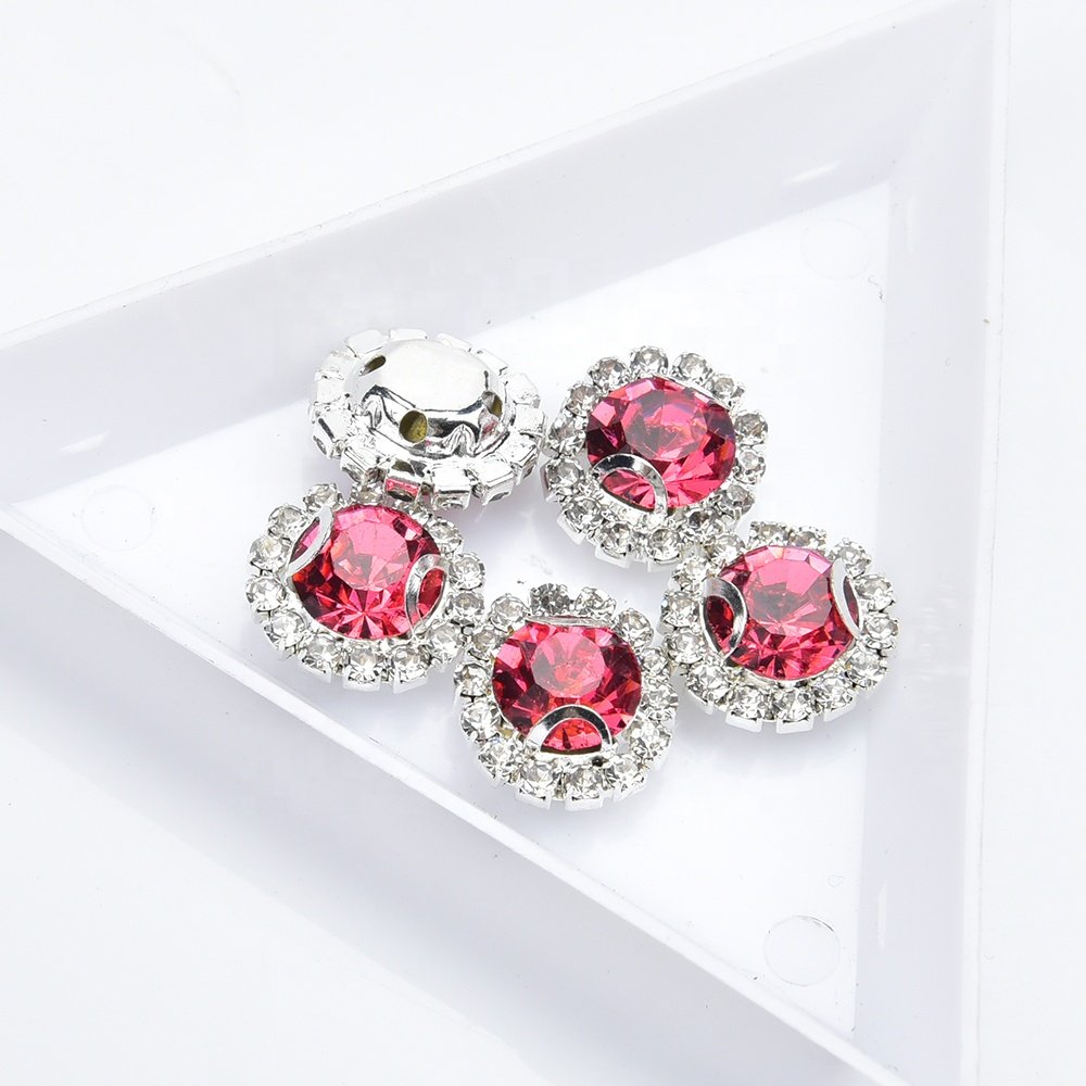 8Mm Round Glass Crystal Rhinestones With Silver Lace Claw Glitter Sunflower Strass Bead Bag Wedding Dress Diy Sewing Accessories