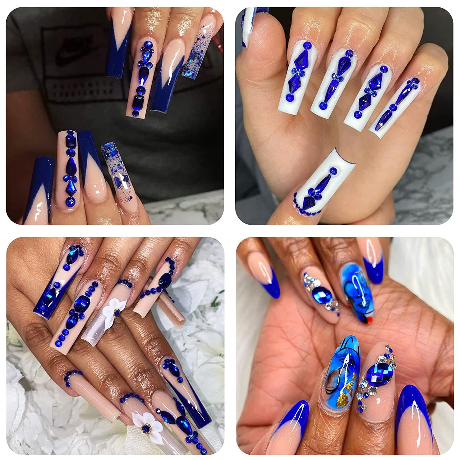 High Quality Nail Art Glass Flatback Round Acrylic Crystal Decorations Sapphire Blue Rhinestone