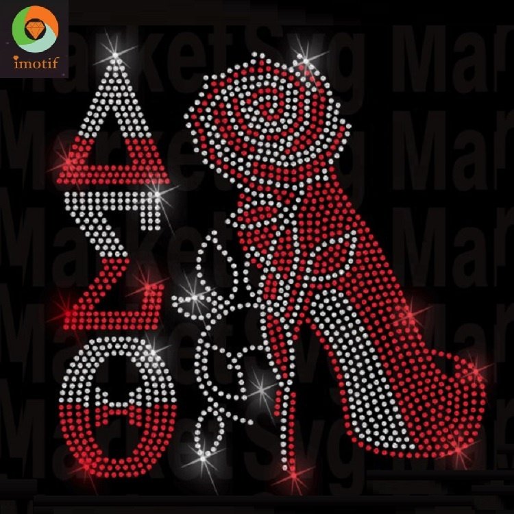 Wholesale elephant delta soror design Iron on custom delta rhinestone transfer 1920 Motif rhinestone transfer sigma delta theta
