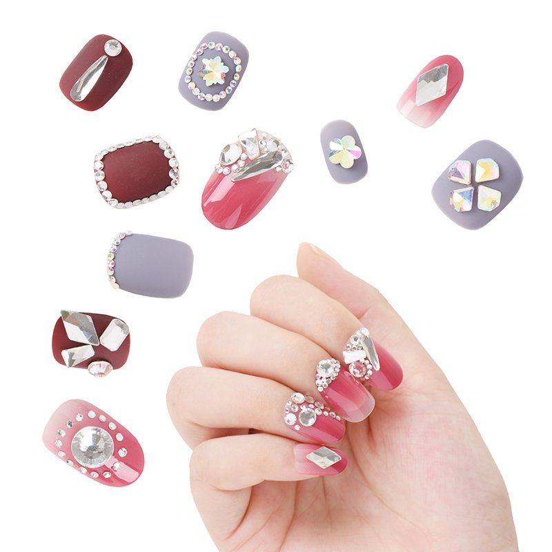 Mixed Flat Back Crystal Glass Diamonds Designs 3d Nail Art Decoration Diy Manicure Nail Rhinestone