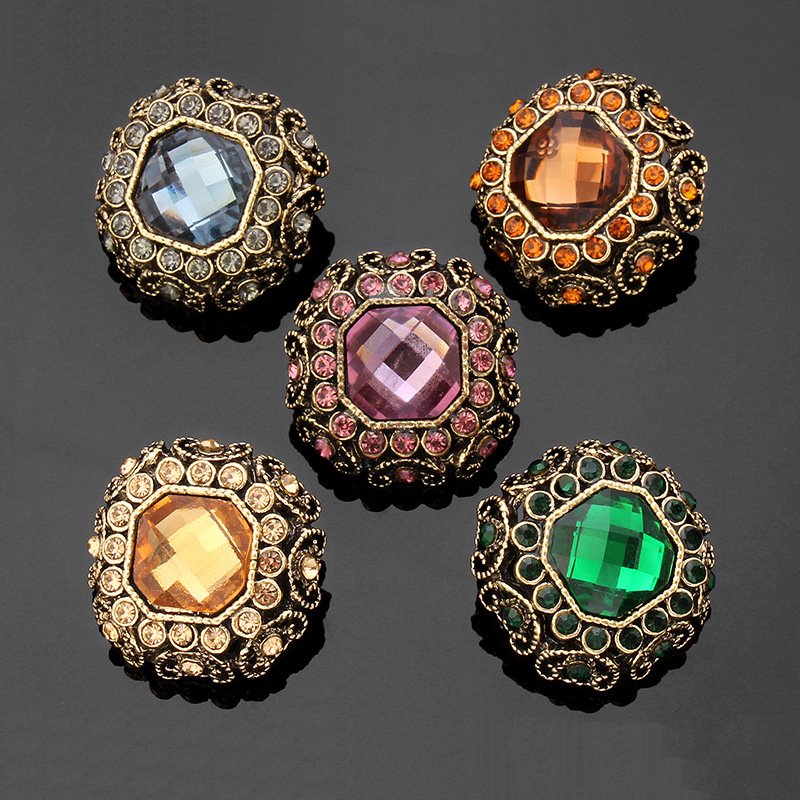 Custom 16mm 22mm Zinc Alloy Crystal Button Square Rhinestones Metal Buttons For Clothing