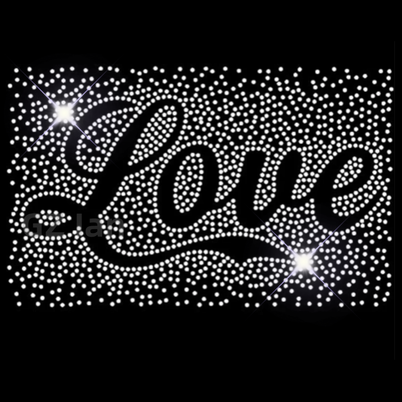 Wholesale Love Rhinestone Transfer Custom Rhinestone Heat Transfer Baseball Motif Hot Fix Rhinestone