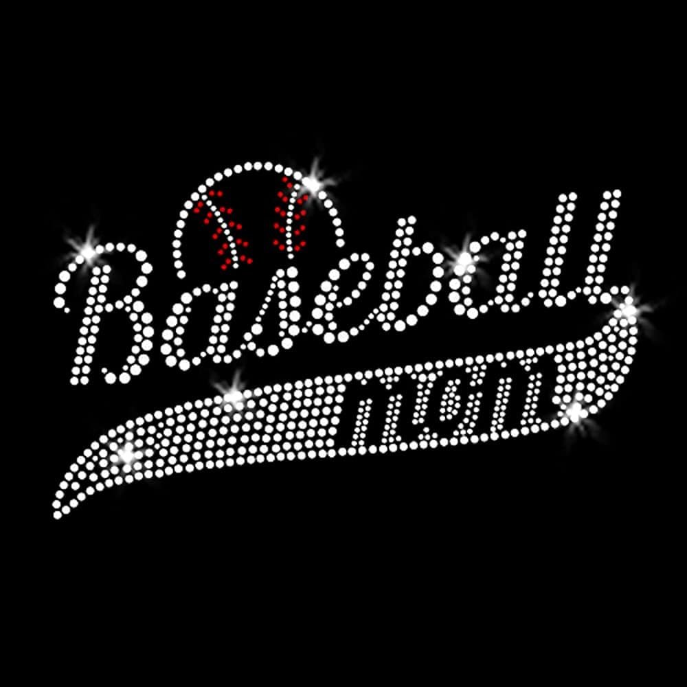 Wholesale Love Rhinestone Transfer Custom Rhinestone Heat Transfer Baseball Motif Hot Fix Rhinestone