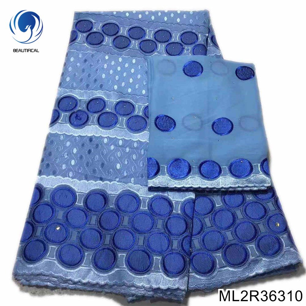 Beautifical voile lace women dress fabric with rhinestones wholesale african cotton party fabric ML2R363