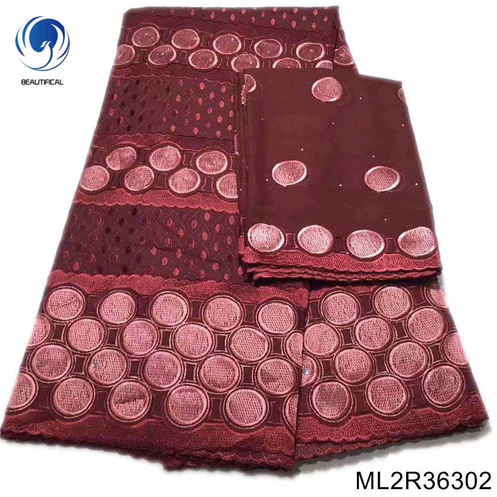 Beautifical voile lace women dress fabric with rhinestones wholesale african cotton party fabric ML2R363