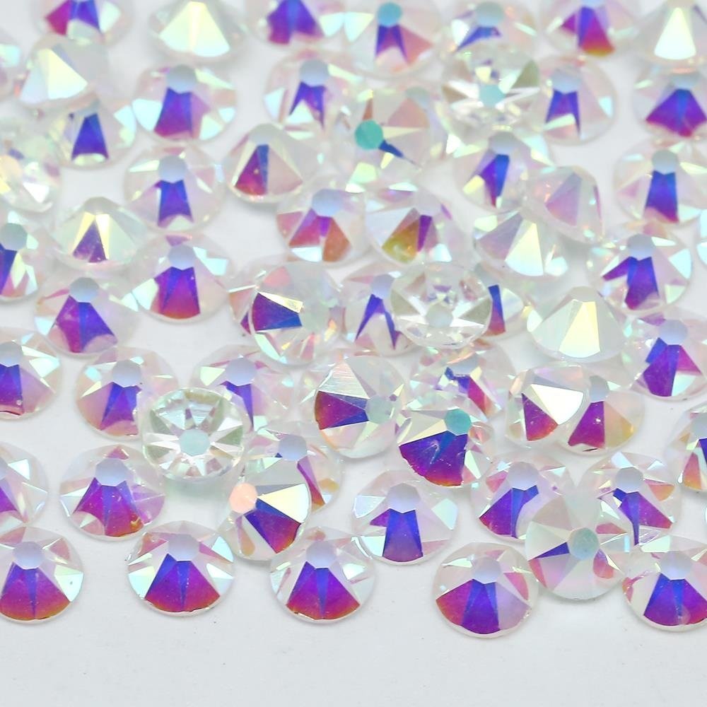 Factory 16 cut 2088 rhinestones Crystal AB 8+8 Glass Rhinestone Non Hot Fix Flat Back For Nail Art
