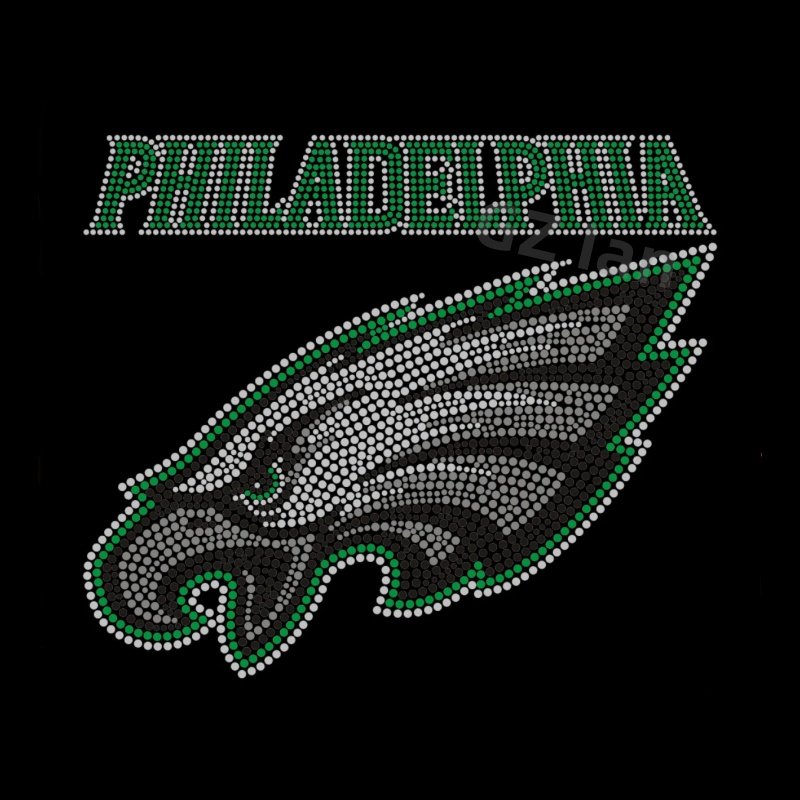 High Heel Girls Heat Press Custom Rhinestone Transfer Design Eagles Football Hot-fix Crystal Iron On Rhinestone