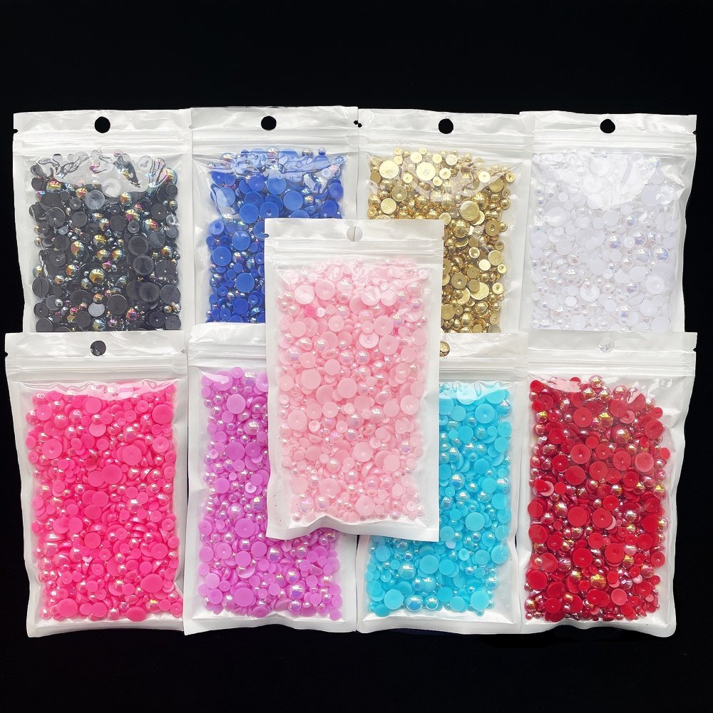 Mixed size 3-10mm AB color Flat-back half face pearl Bulk Rhinestone Pearls ABS Half Pearls Fast Delivery Used for decoration
