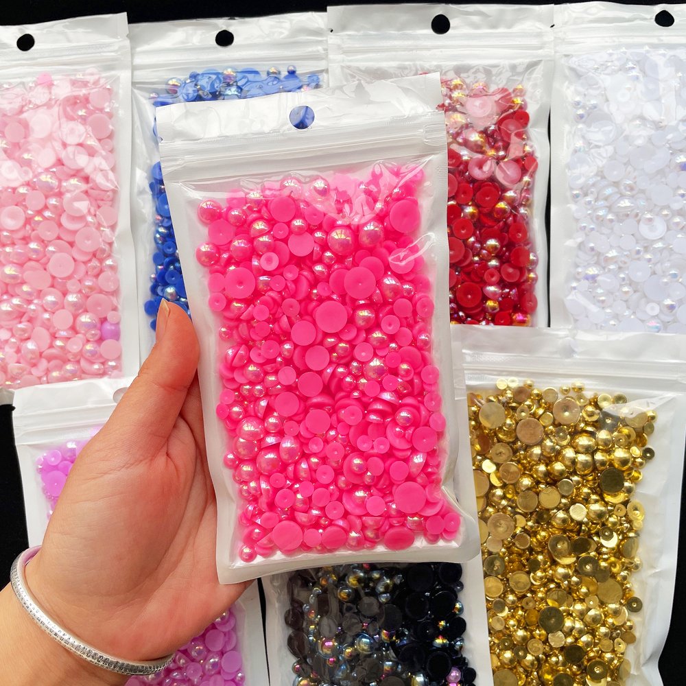 Mixed size 3-10mm AB color Flat-back half face pearl Bulk Rhinestone Pearls ABS Half Pearls Fast Delivery Used for decoration