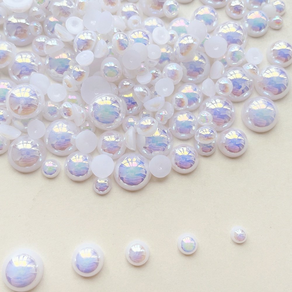 Mixed size 3-10mm AB color Flat-back half face pearl Bulk Rhinestone Pearls ABS Half Pearls Fast Delivery Used for decoration
