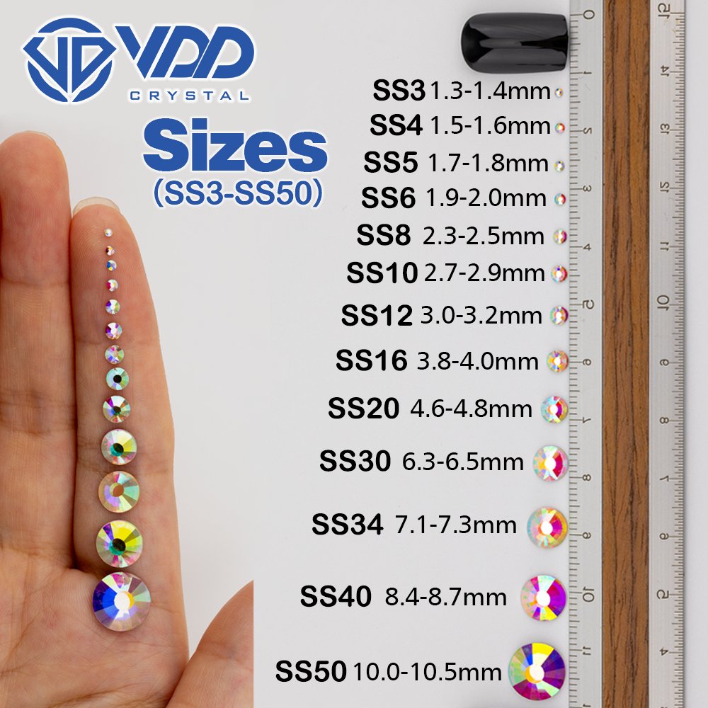VDD 055 Crystal AB High Quality Hot-Fix Glass Rhinestone Crystal Flatback Strass Stones For DIY Garment Decoration Wedding Dress