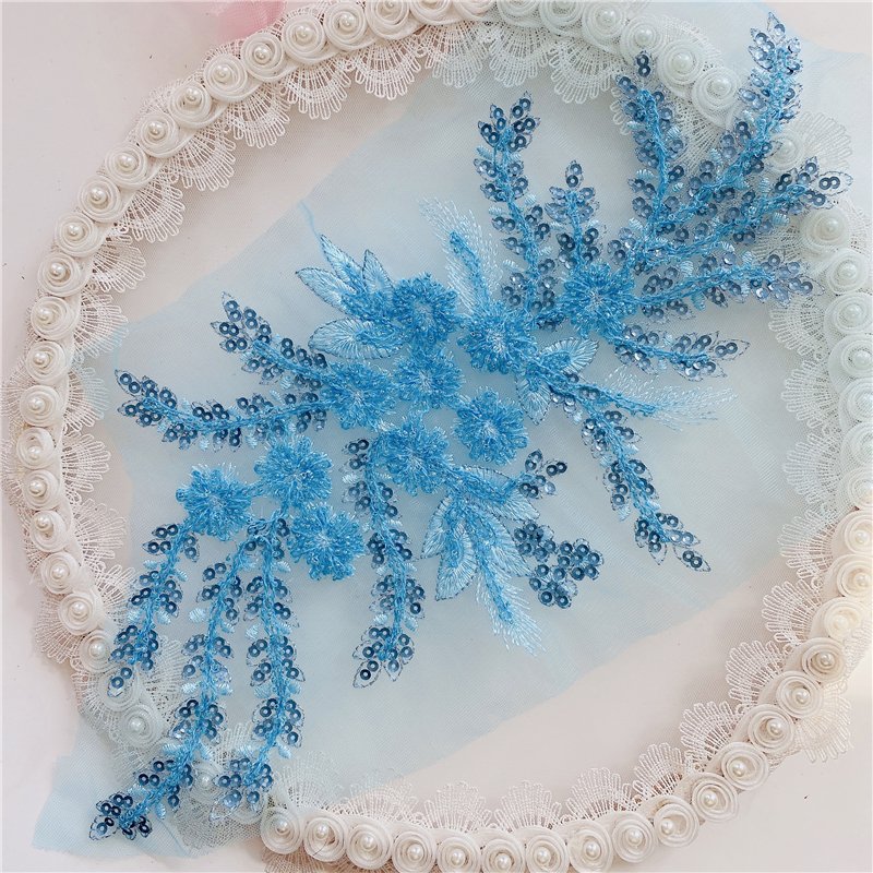Multi Colors Garment Bridal Wedding Evening Dress Embroidery Rhinestone Pearl Beading 3D Lace Applique