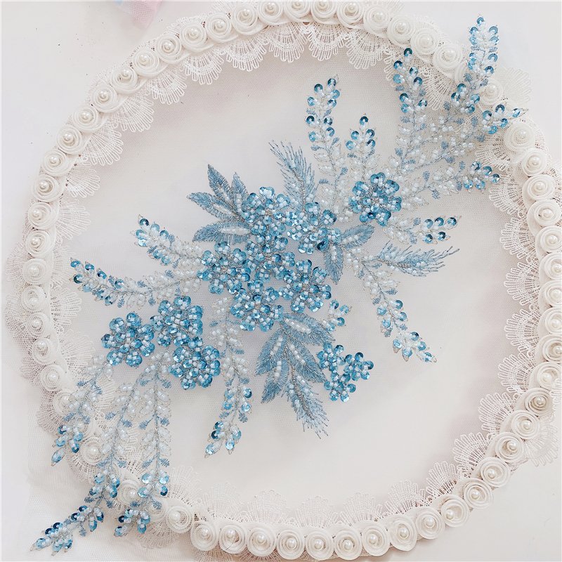 Multi Colors Garment Bridal Wedding Evening Dress Embroidery Rhinestone Pearl Beading 3D Lace Applique