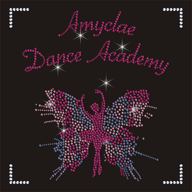 Custom 3D Butterfly Cheer Bow Rhinestone Transfer Iron-On Patches for Sports Made of Quality Leather