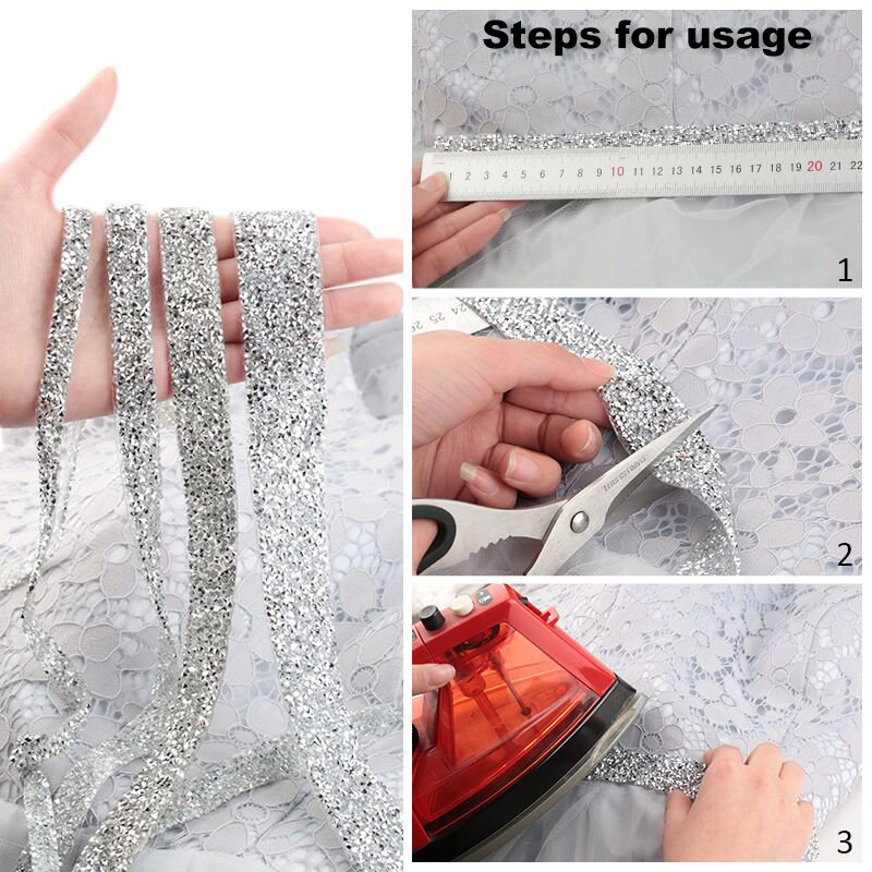 Qiao 1yard 15mm Rhinestone Tape Trim Resin Crystal Decoration Trimming Colourful Decoration For Diy Banding Garment Shiny