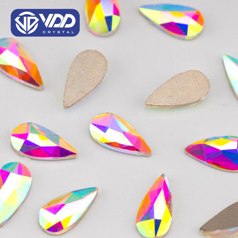 VDD 4x8mm - SAB09 100Pcs Glass Shape Crystal Rhinestones Crystal AB Flatback Glitter Stones For DIY Crafts Nail Art Decorations