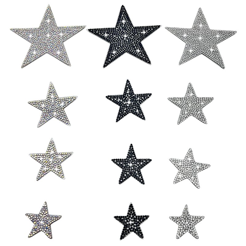 Hot Selling Products 2023 Heat Seal Transfer Beaded Rhinestone Bag Coat Accessory Star Iron On Crystal Rhinestone Patch