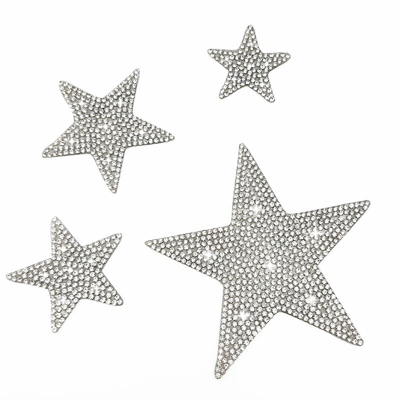 Hot Selling Products 2023 Heat Seal Transfer Beaded Rhinestone Bag Coat Accessory Star Iron On Crystal Rhinestone Patch