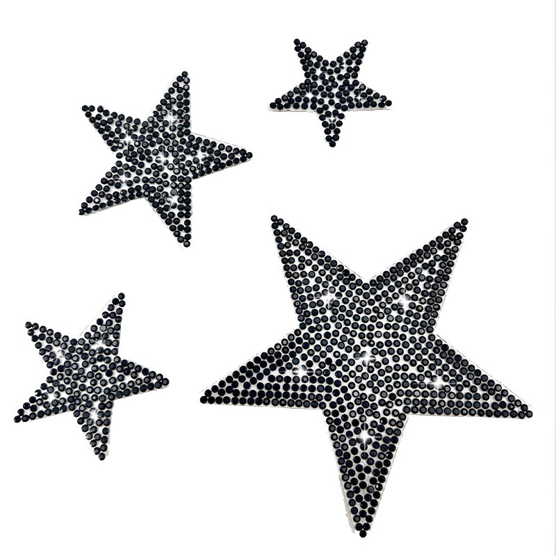Hot Selling Products 2023 Heat Seal Transfer Beaded Rhinestone Bag Coat Accessory Star Iron On Crystal Rhinestone Patch