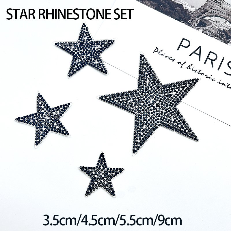 Hot Selling Products 2023 Heat Seal Transfer Beaded Rhinestone Bag Coat Accessory Star Iron On Crystal Rhinestone Patch