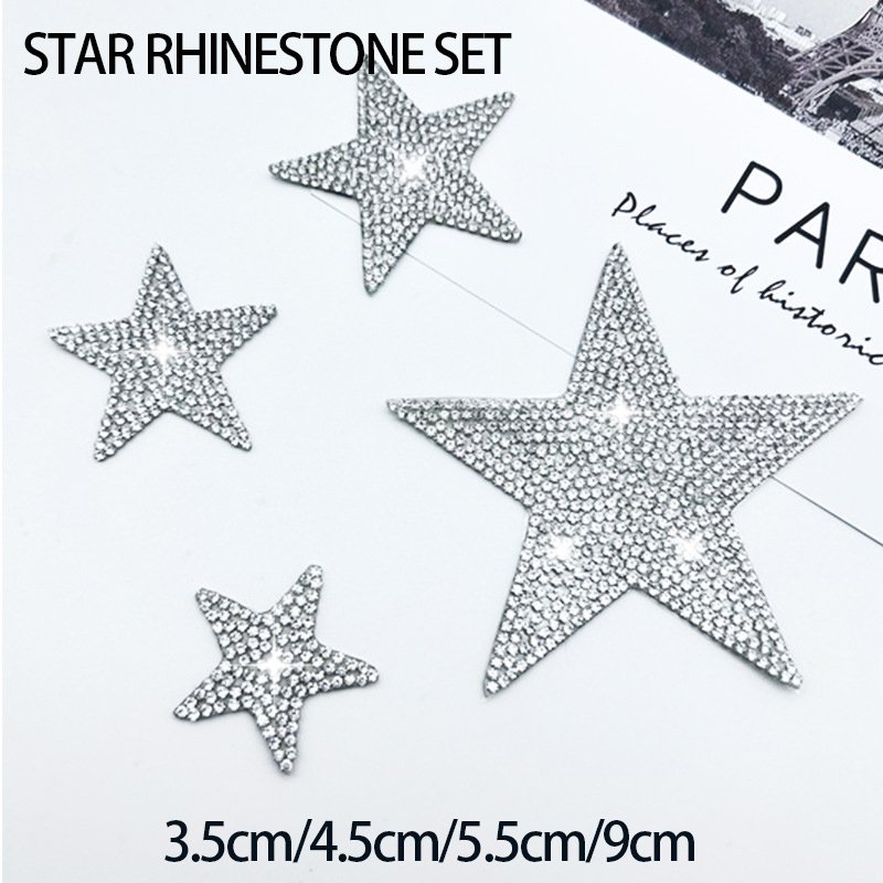 Hot Selling Products 2023 Heat Seal Transfer Beaded Rhinestone Bag Coat Accessory Star Iron On Crystal Rhinestone Patch