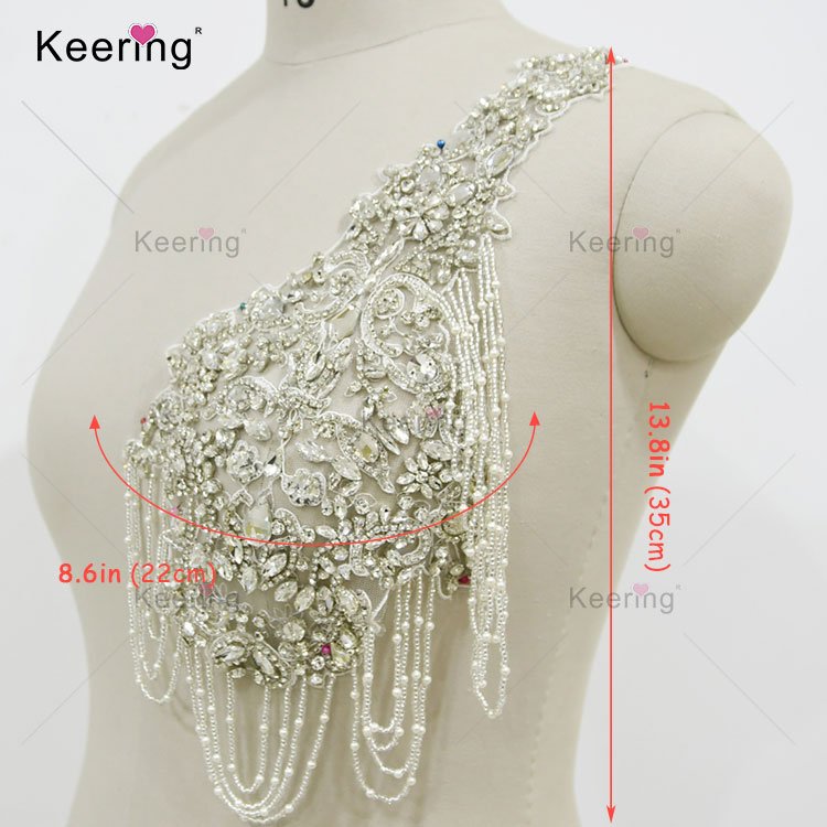 Newest design stone wedding dress rhinestone applique panel WDP-321