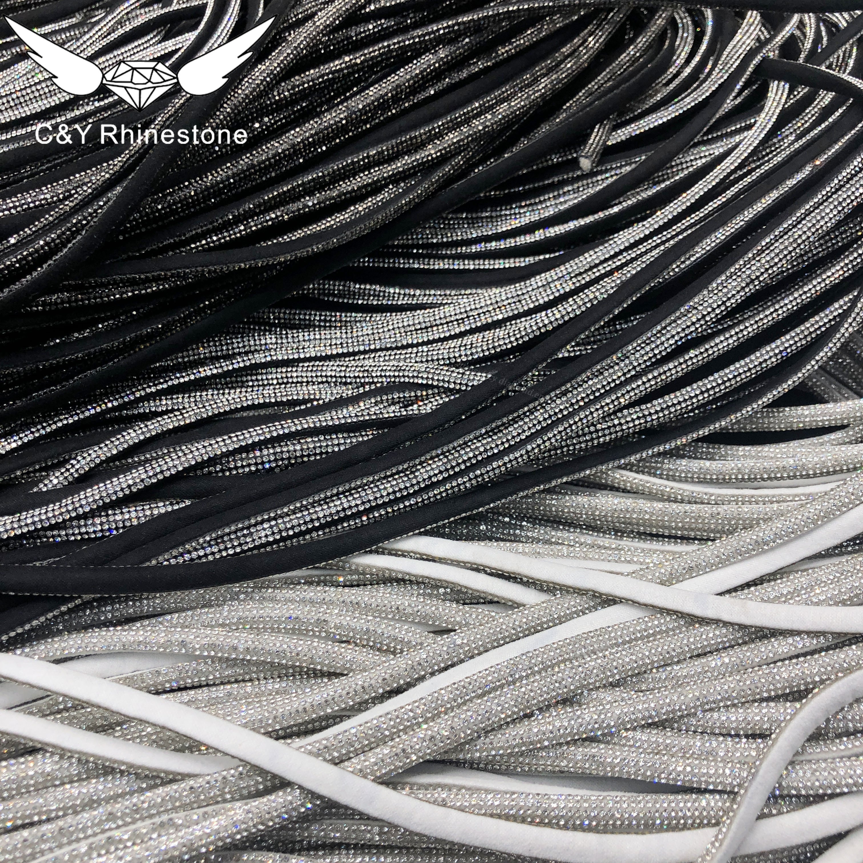 CY 6mm Luxury Crystal Diamond Rope Tube For Hoodies Shoelace Crystal Rhinestone Cord