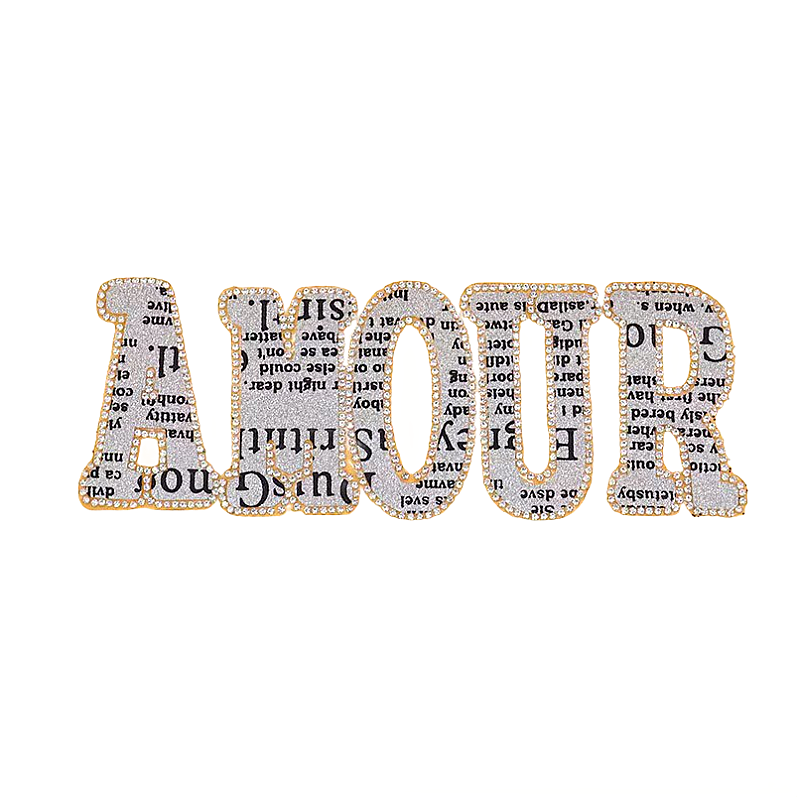 Hot selling new hot diamond pattern patch hot diamond letter water diamond heat transfer printing patch Rhinestone design