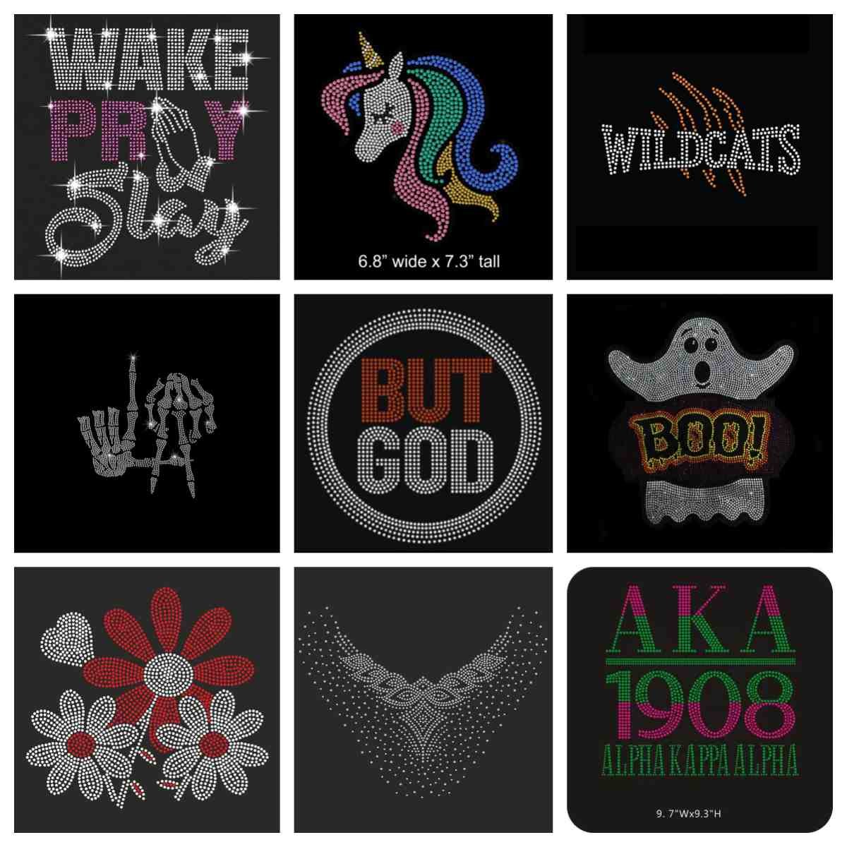 Bling logo print hotfix swirl crystal design motif strass template hot-fix Iron on patch rhinestone heat transfer ready to press