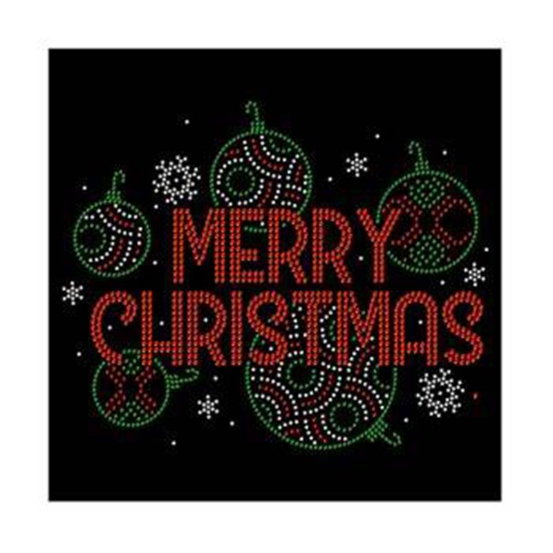 Custom Christmas Candy Strass Bling Heat Transfers Crystal Hot-fix Iron On Rhinestone Design