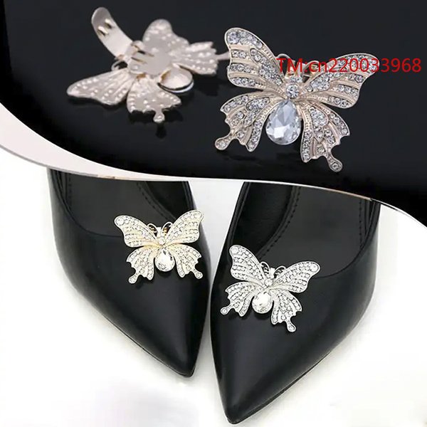 Rhinestones Butterfly Metal Shoe Buckle Jewelry Decoration Clips For Women Shoes