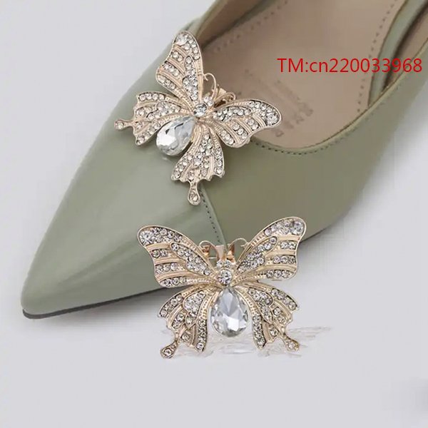 Rhinestones Butterfly Metal Shoe Buckle Jewelry Decoration Clips For Women Shoes