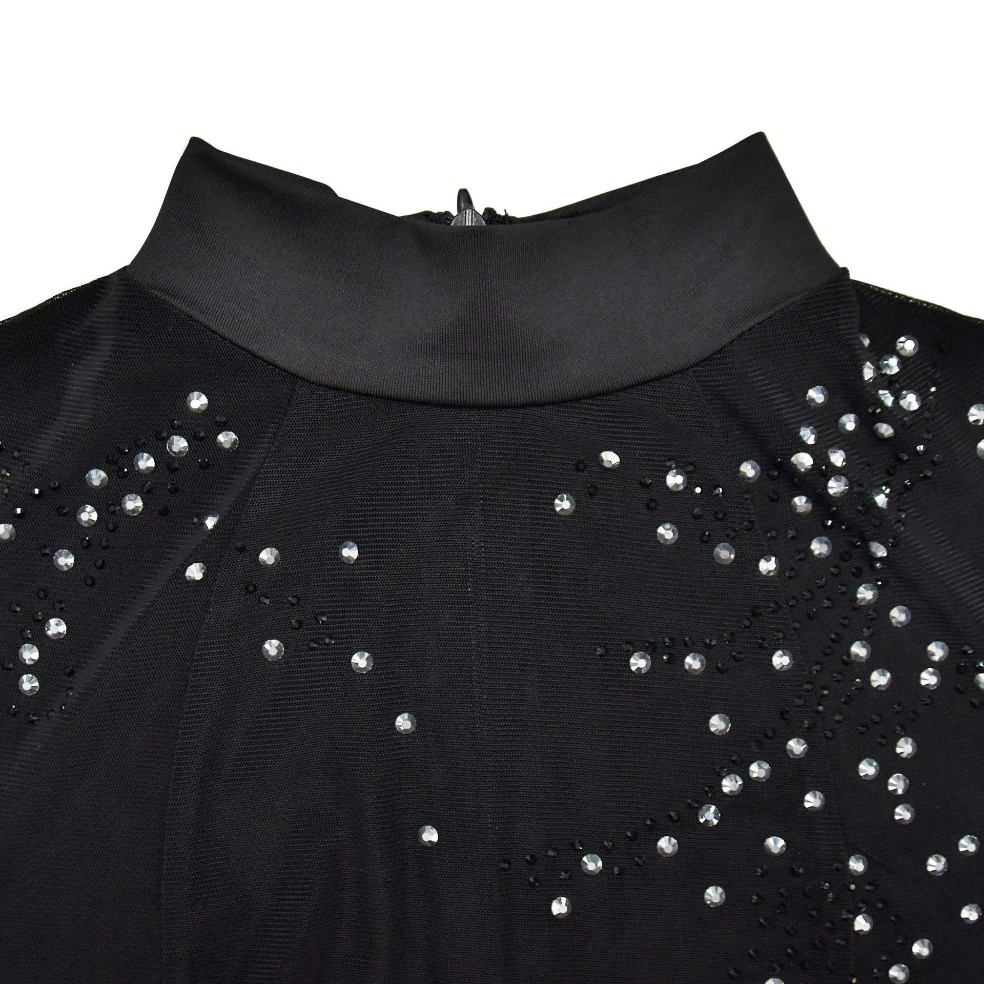 CX6802 Wholesale Women Clothing Mesh Feather Sleeve Bodycon Rhinestones Club Night Dresses