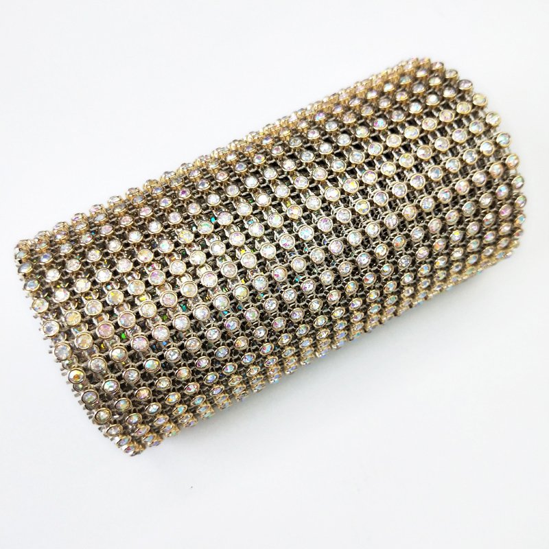 Garment Shoes Accessory 24 Rows 4MM Golden Plastic Resin Base Crystal mesh Rhinestone trimming