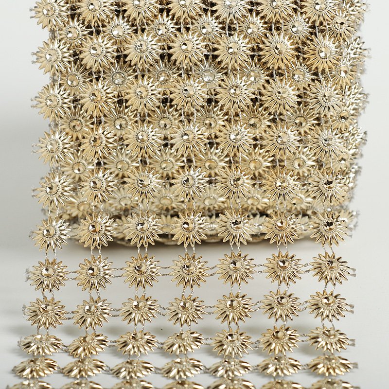 7 Rows Flower Shape Plastic Floral Diy Decoration Diamond Ribbon Roll Rhinestone Mesh Shoes Hats Clothing Accessories