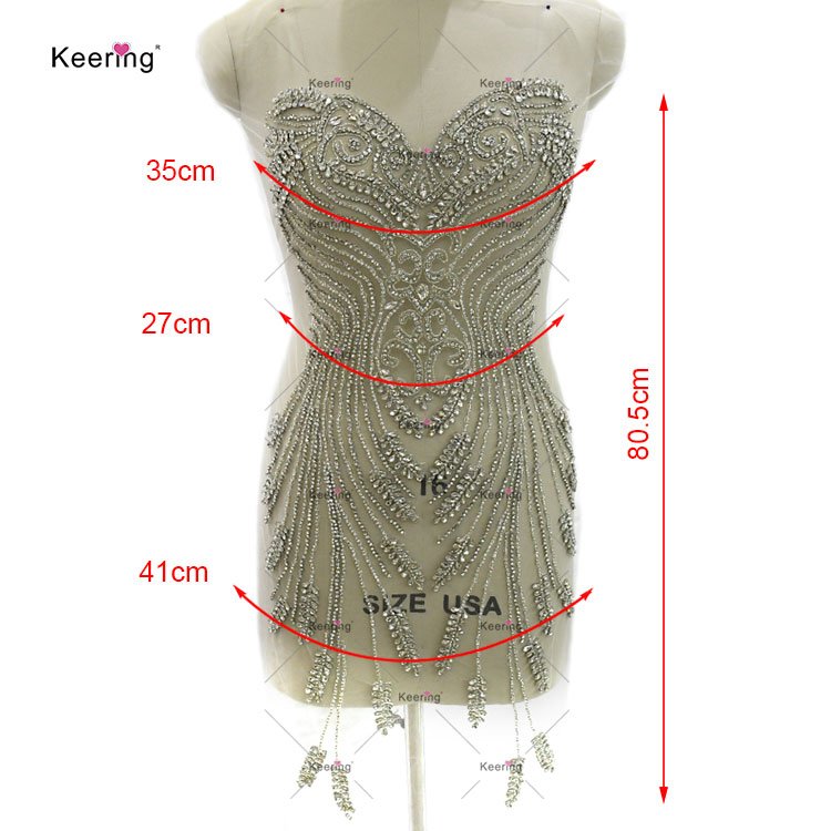 WDP-465 Keering New Arrivals Custom Color Forest Bling Hot Pink Rhinestone Bodice Leaf Applique Glass
