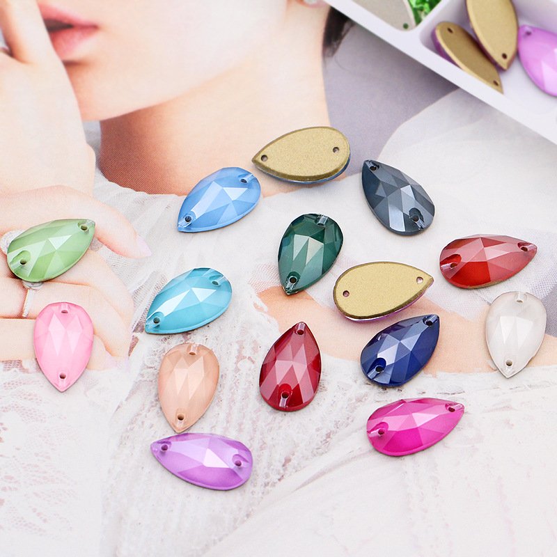 Opp Bag Colors Shoes Navette Shaped Glass Stones Lan Guang Top Quality AB K9 Flat Back Sew on Rhinestone in Rhinestones 2 Bags