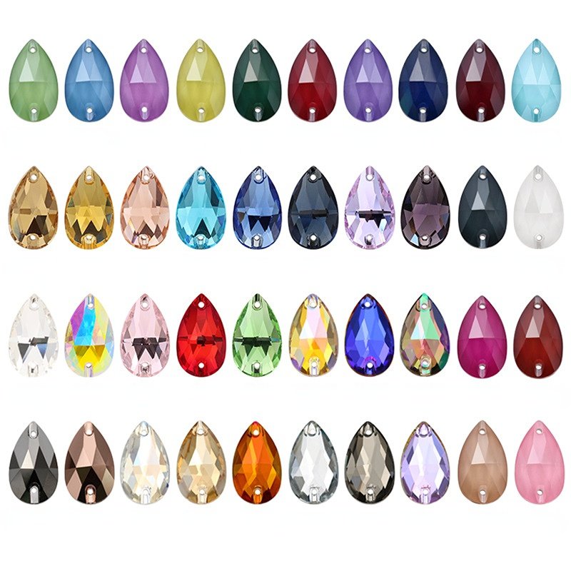 Opp Bag Colors Shoes Navette Shaped Glass Stones Lan Guang Top Quality AB K9 Flat Back Sew on Rhinestone in Rhinestones 2 Bags
