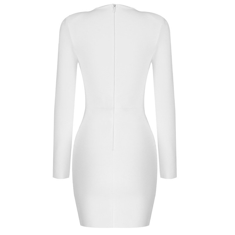 Liu Ming Luxury Fashionable Women Sexy Long Sleeve Rhinestone Club Party Elegant Evening Short Dress