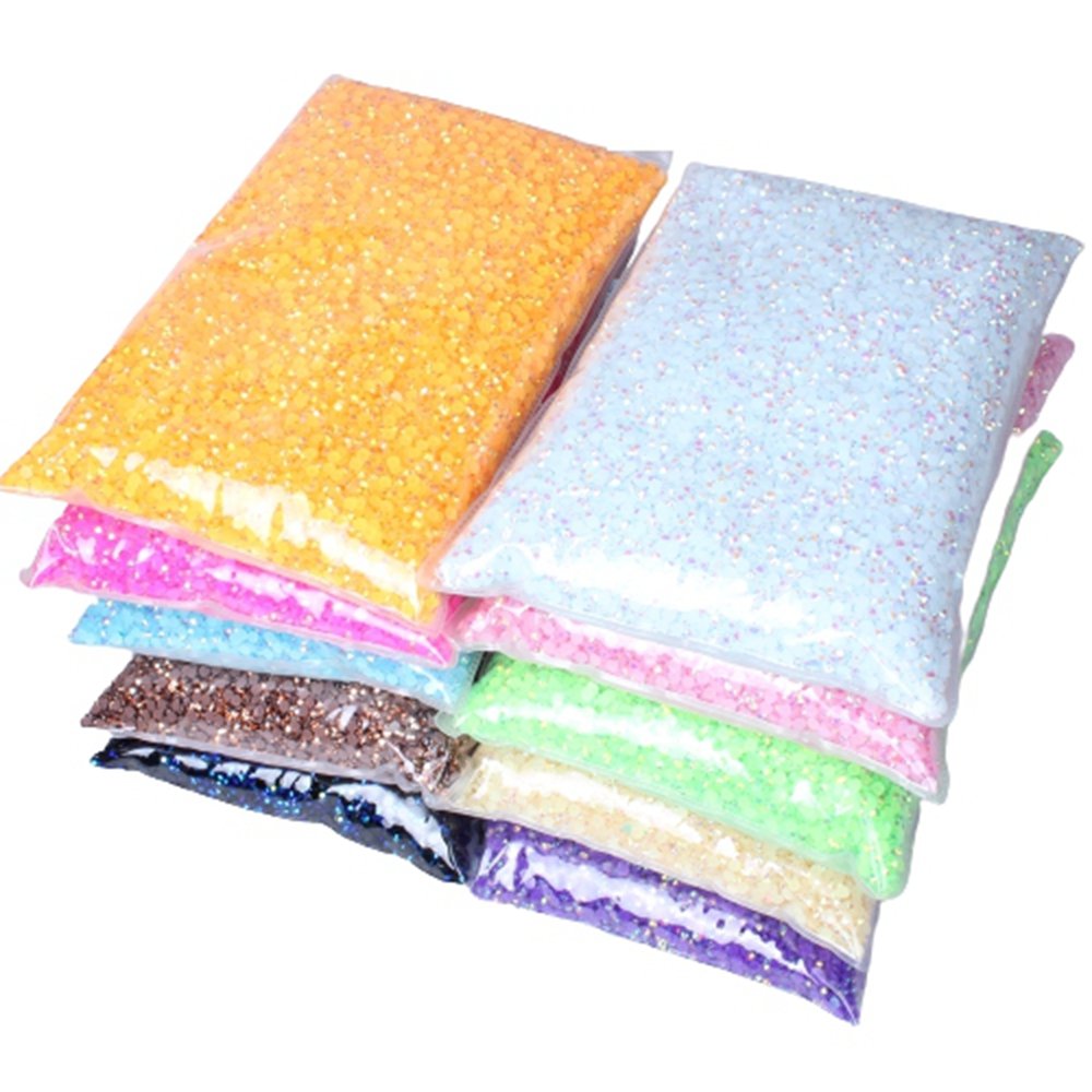 Clear AB Jelly AB Colors 50000pcs 4mm 3D Nail Gems Flatback Round Glue On Stones Resin Rhinestones For DIY Garment Decorations